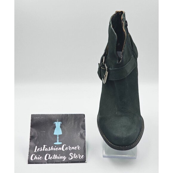 Matisse Women's Gray Leather Harney Heeled Ankle Boots Studded Strap Sz7.5 2919 - Picture 13 of 16